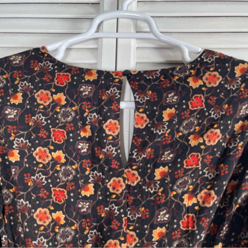 Lane Bryant Floral Maxi Dress Black Fall Print Long Sleeve Size 14 - Picture 9 of 15